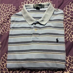 Polo Ralph Lauren short sleeve polo shirt, two shades of blue striped